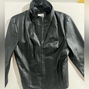 east 5th Women's Black Genuine Leather Zip Mid-Length Grunge Motorcycle Size XL